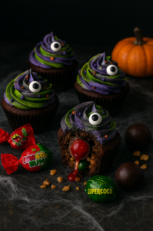 Cupcakes de terror con centro crujiente dulce