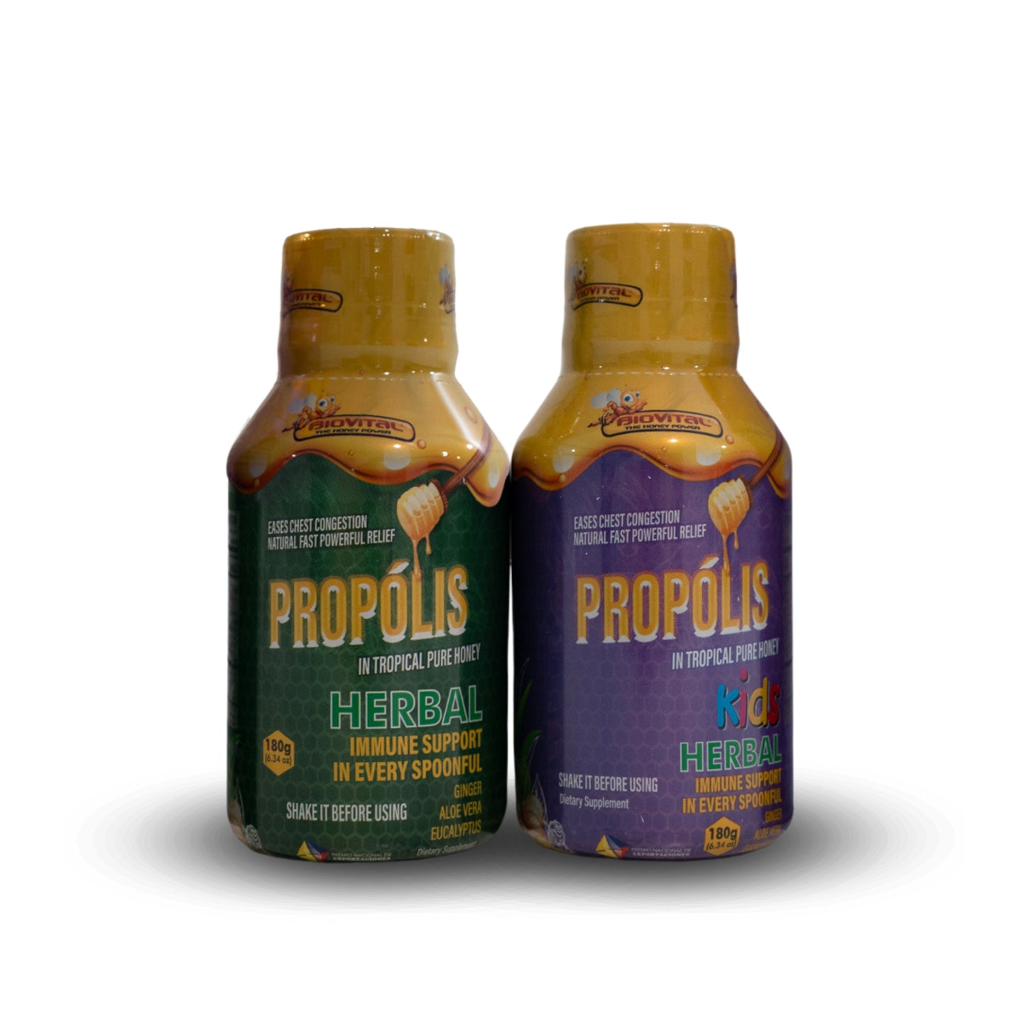 Propóleo Biovital Kit X 2 Unidades (Miel Pura Tropical Herbal 180 G X 1 Unidad- Propóleo Biovital Miel Pura Tropical Kids 180 G X 1 Unidad)