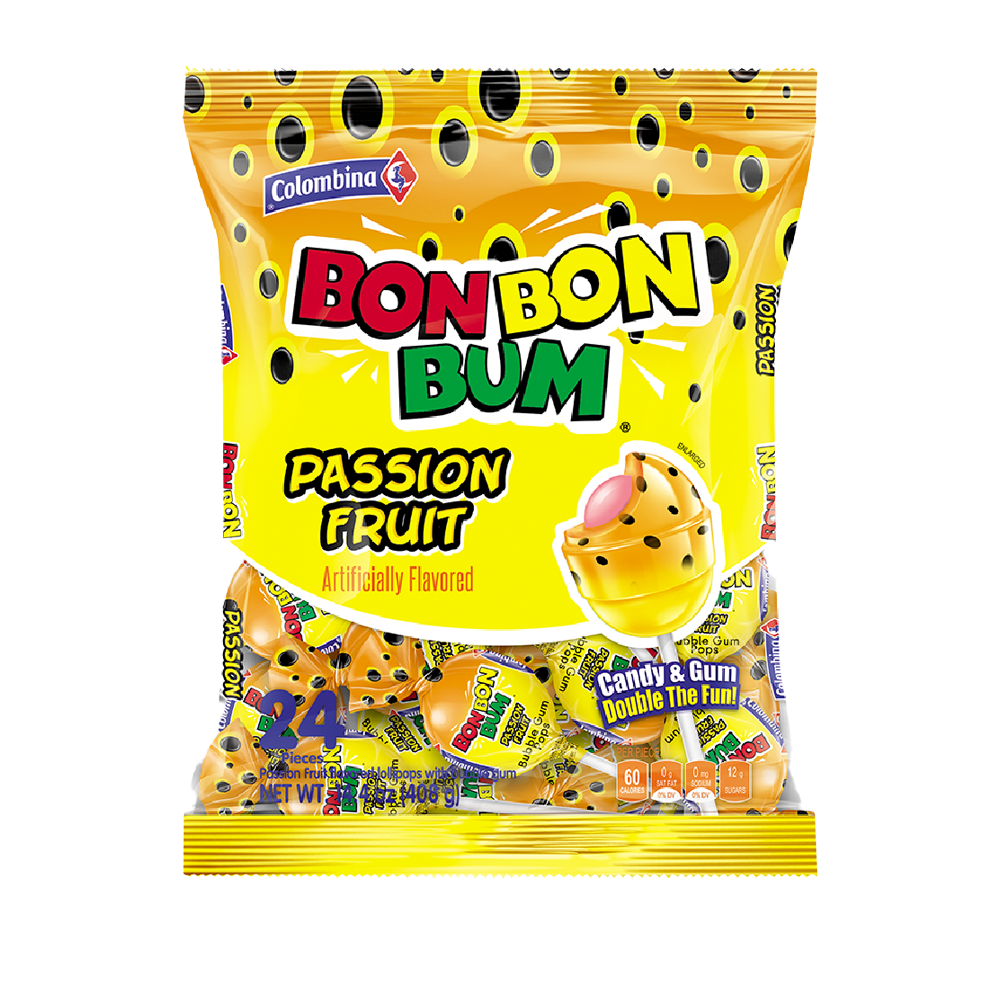 Bon Bon Bum - Sabor a Maracuyá - Bolsa X 24 Unidades