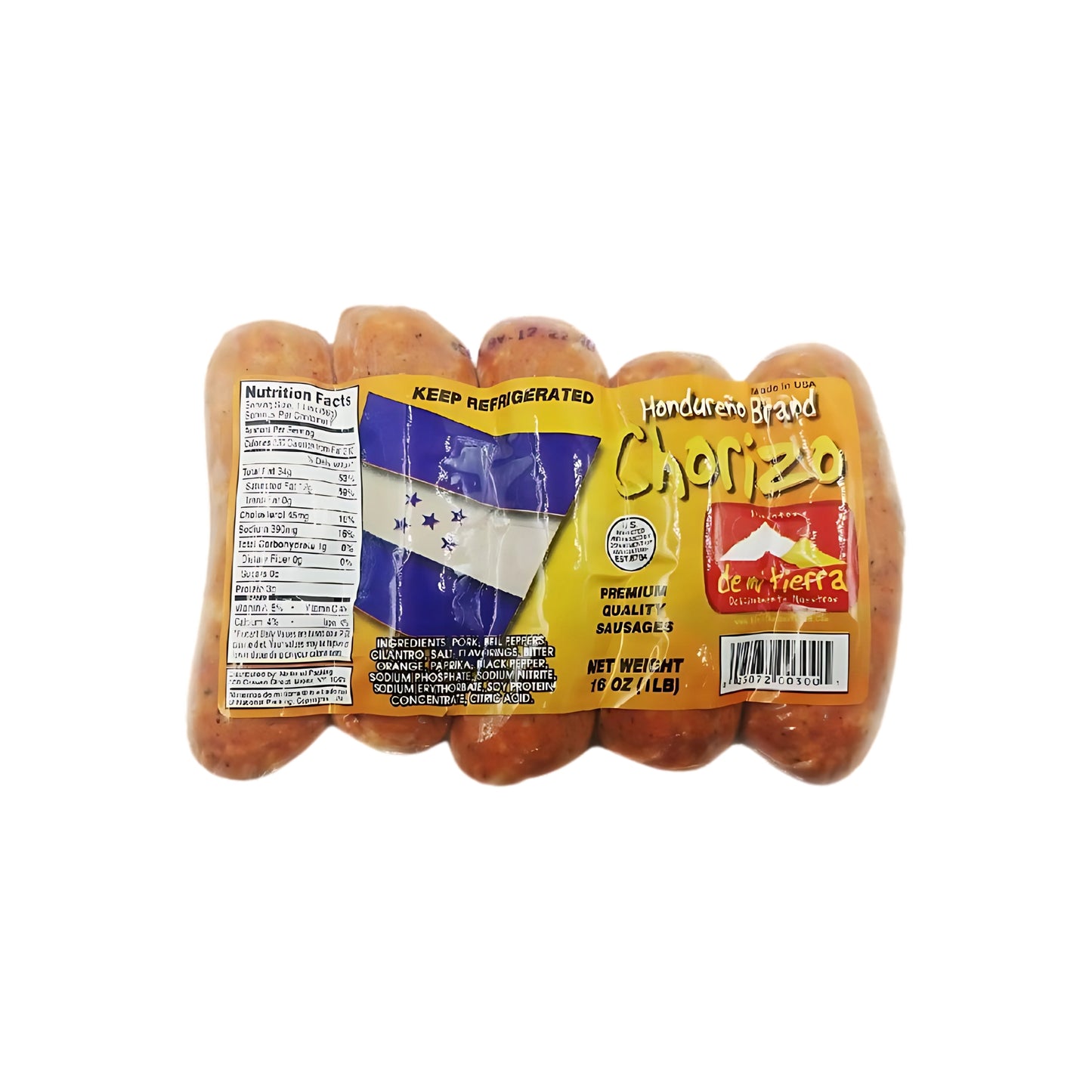 De Mi Tierra - Honduran Chorizo - Package X 16 OZ