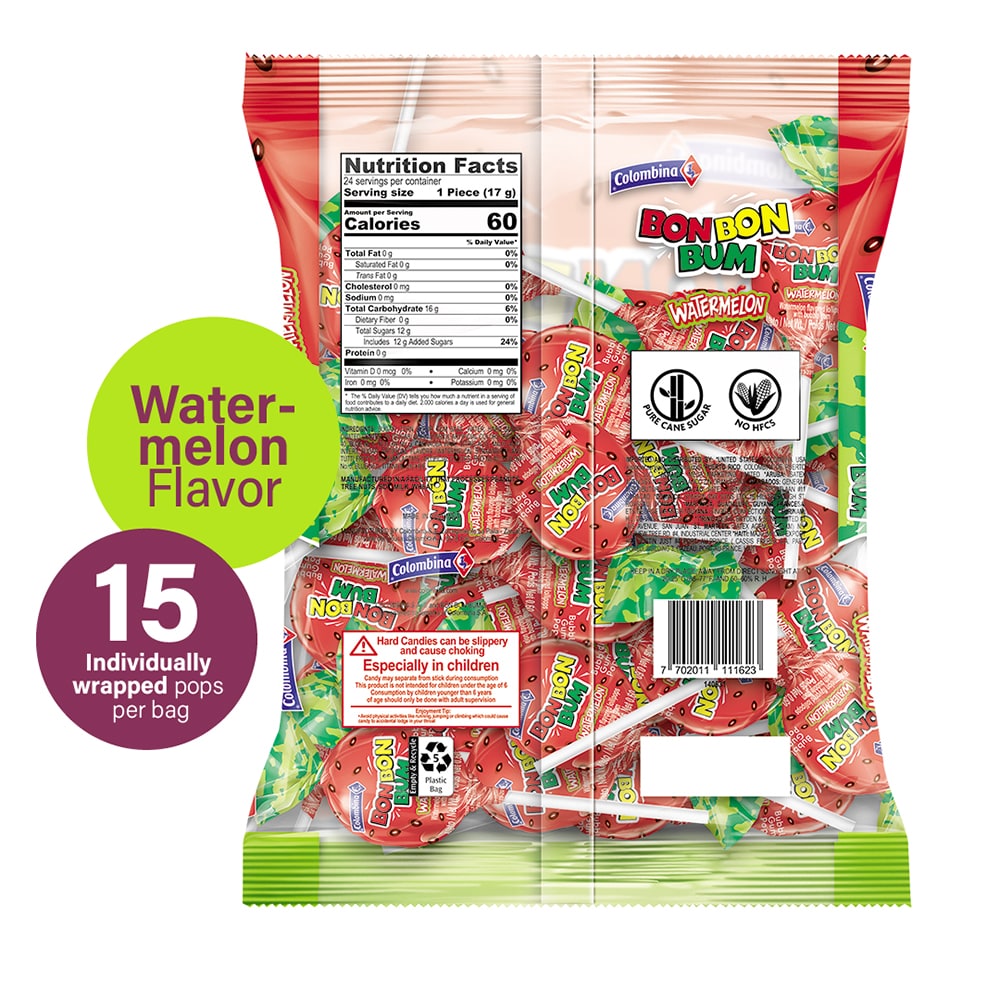 Bon Bon Bum - Sabor a Sandía - Bolsa X 24 Unidades