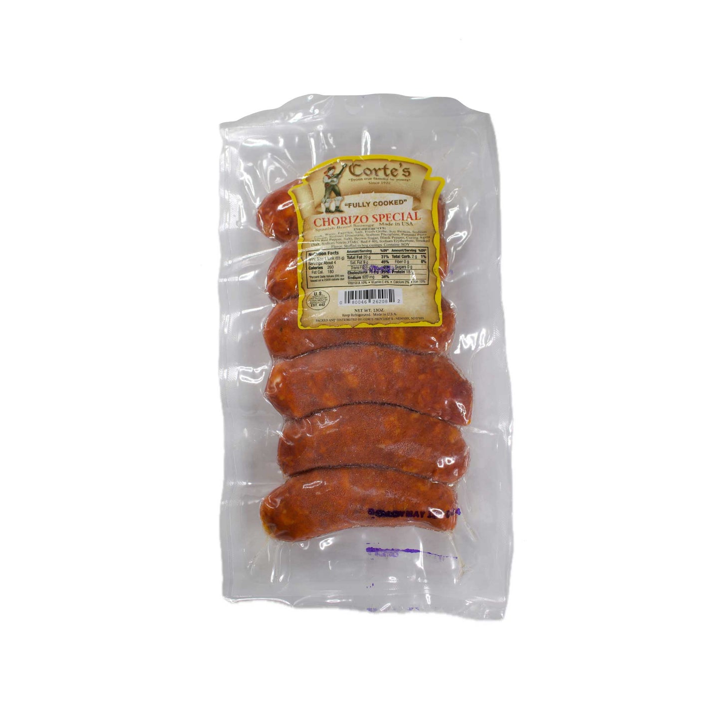 Corte's Special Chorizo - Package X 14 OZ
