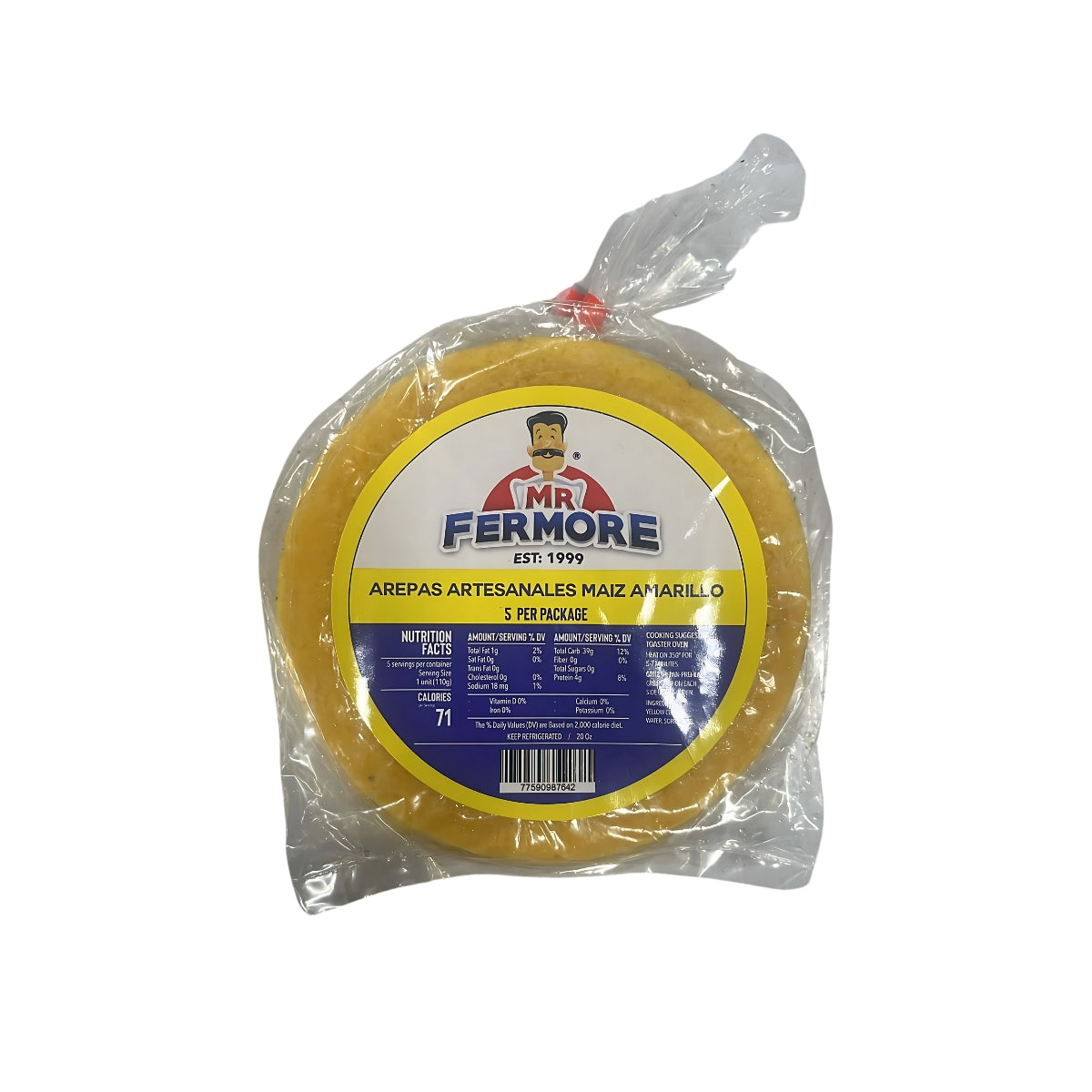 Mr. Fermore - Arepa de Maíz Amarillo - Bolsa X 5 Unidades