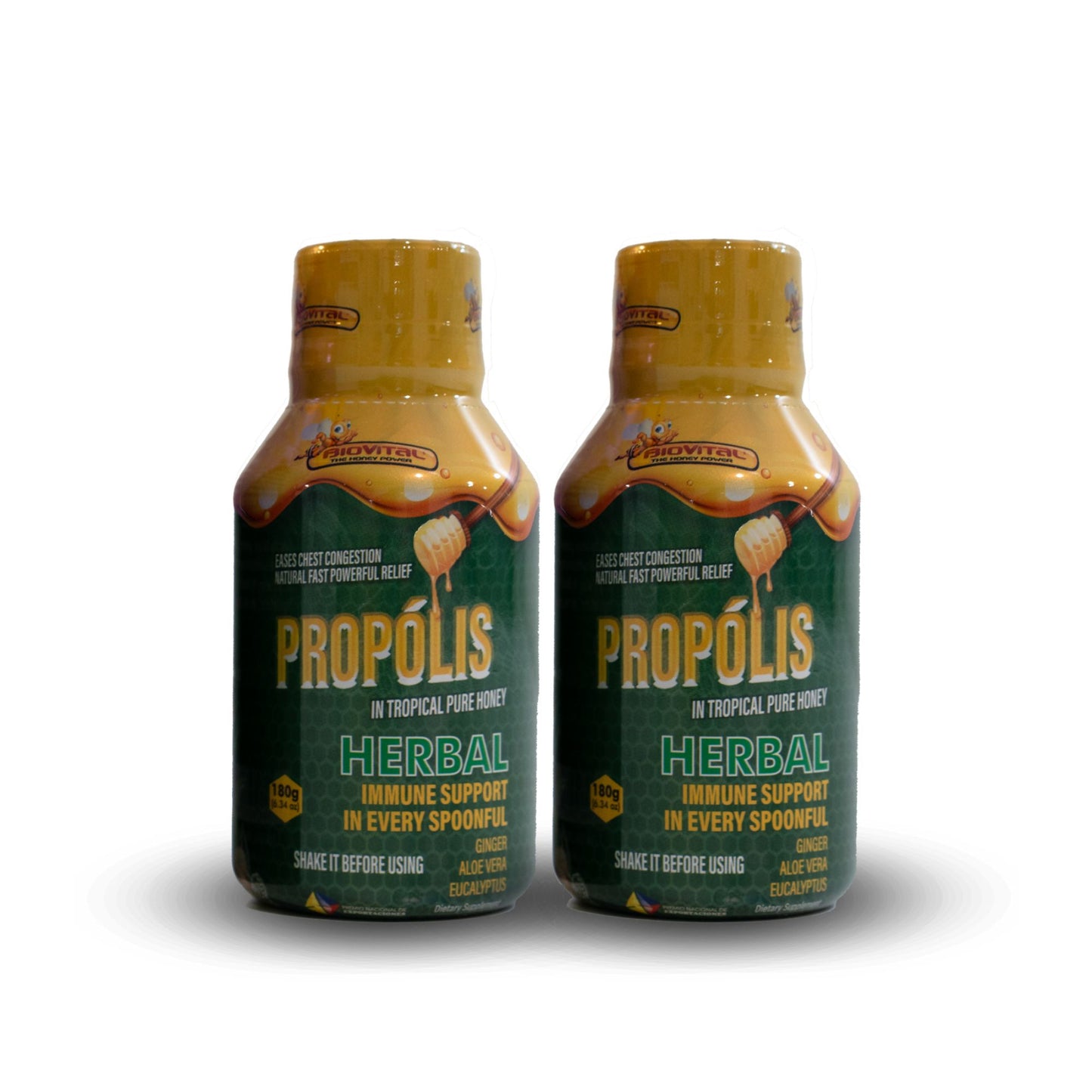 Biovital Propolis Kit X 2 Units (Pure Tropical Herbal Honey 180 G)