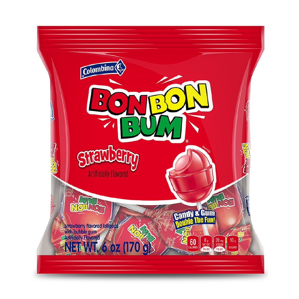 Bon Bon Bum strawberry - 15 unit - COLOMBINA