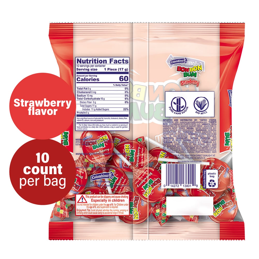 Bon Bon Bum strawberry - 15 unit - COLOMBINA