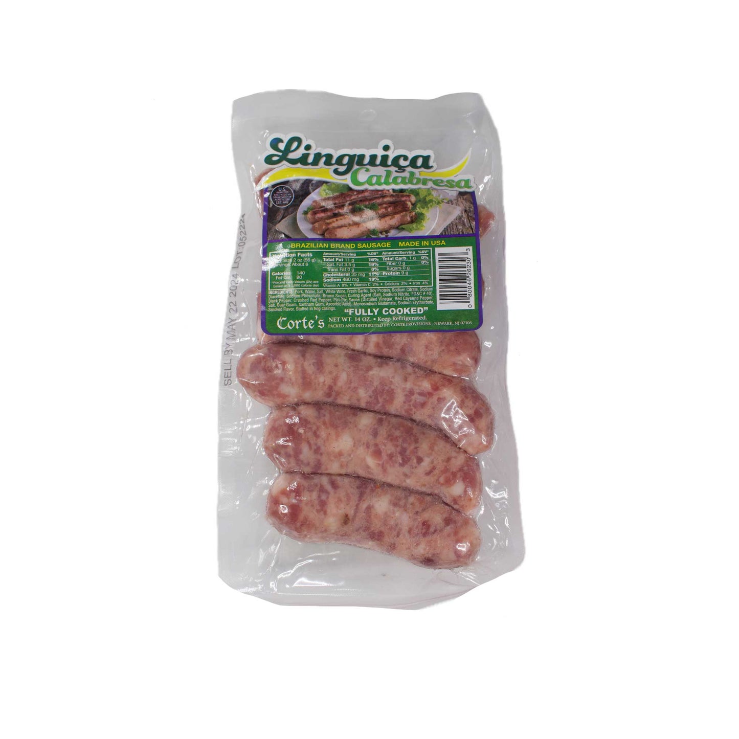 Corte's Brazilian Linguica Calabreza - Paquete X 14 OZ