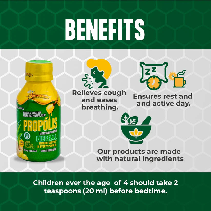 Biovital Propolis Kit X 2 Units (Pure Tropical Herbal Honey 180 GX 1 Unit - Biovital Propolis Pure Tropical Honey Kids 180 GX 1 Unit)