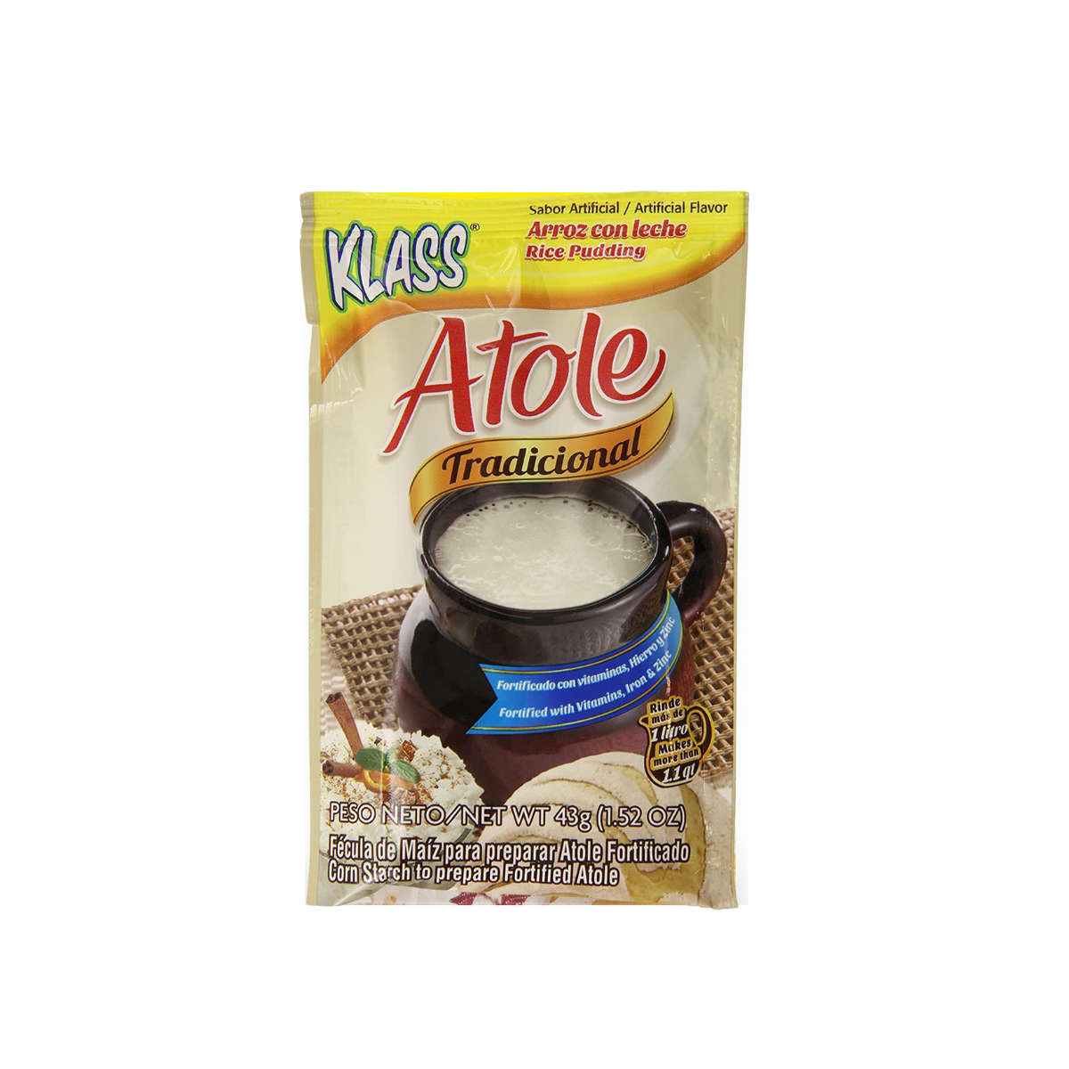 Klass Atole Traditional - Arroz con Leche - Caja X 12 Unidades