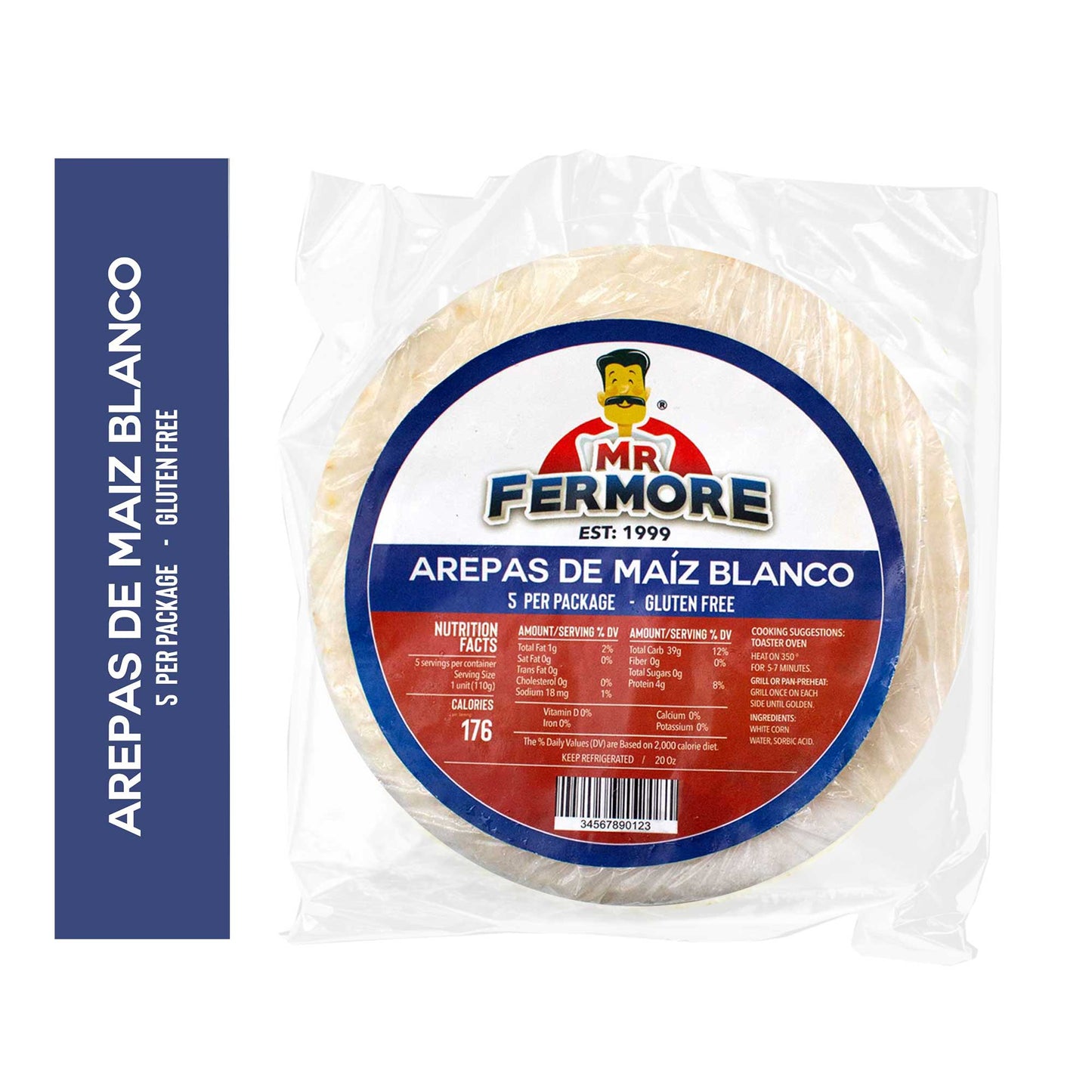 White corn arepa - 5 Unit- Mr Fermore